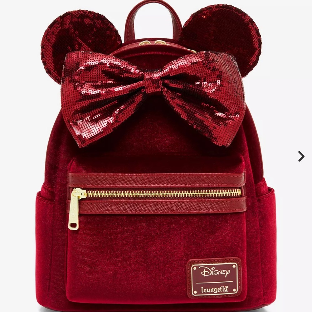 Loungefly Disney Minnie Mouse Velvet Sequined Ears Backpack - BoxLunch Exclusive